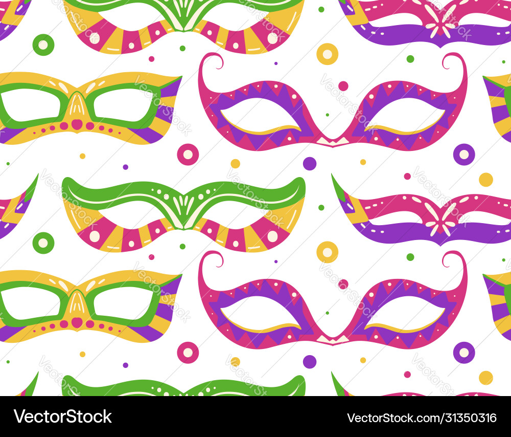 Seamless festive pattern with masks in row dot Seamless festive pattern with masks in row dot vector image