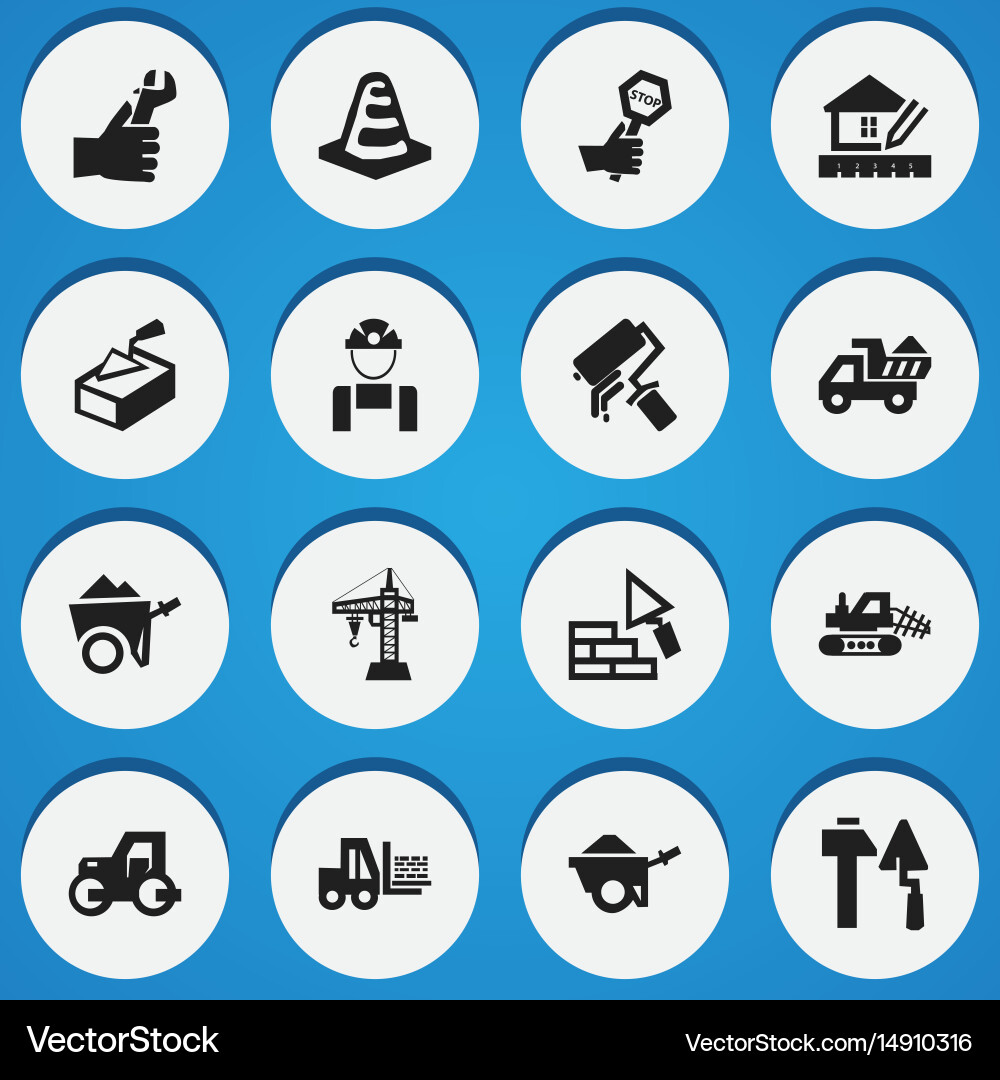 Set of 16 editable structure icons includes vector image