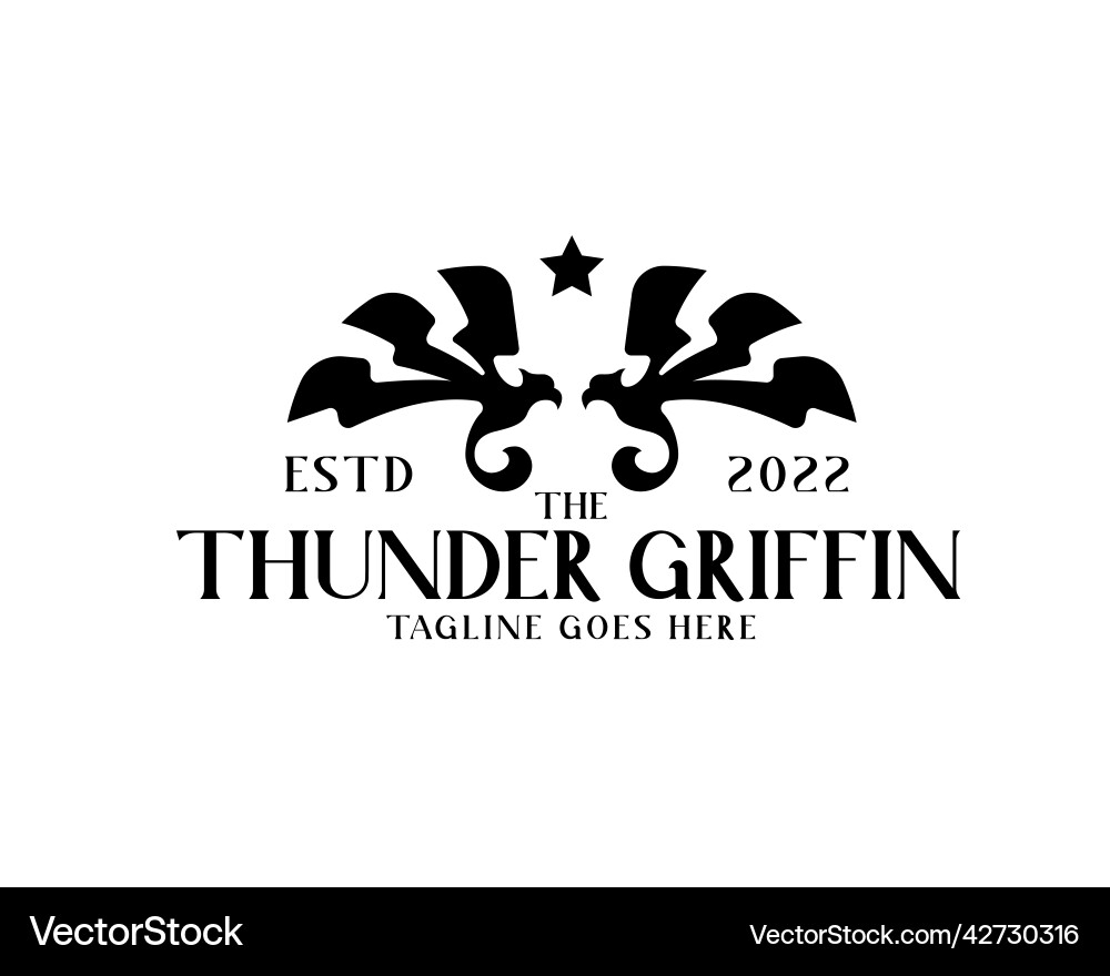 Thunder Griffin Logo - Mythical Creature Icon vector image