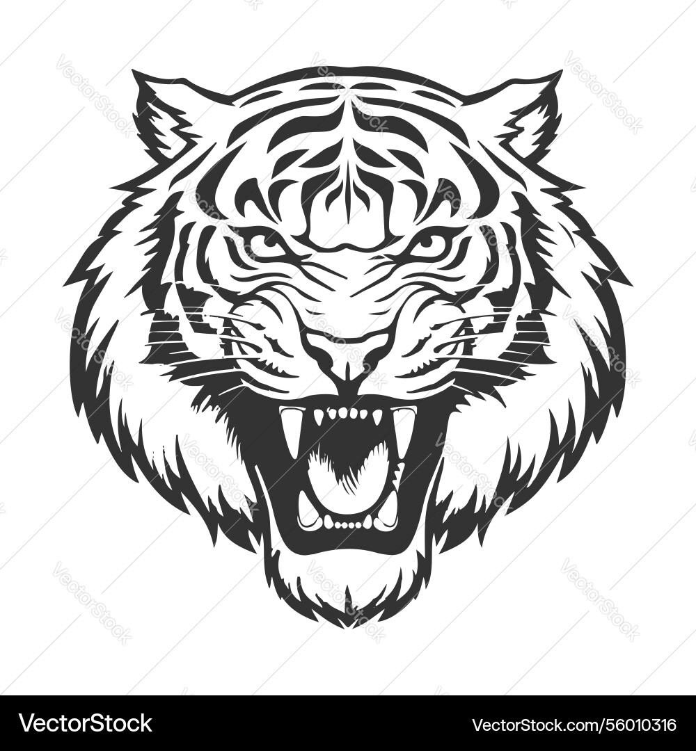 Tiger Head Silhouette Vector Image