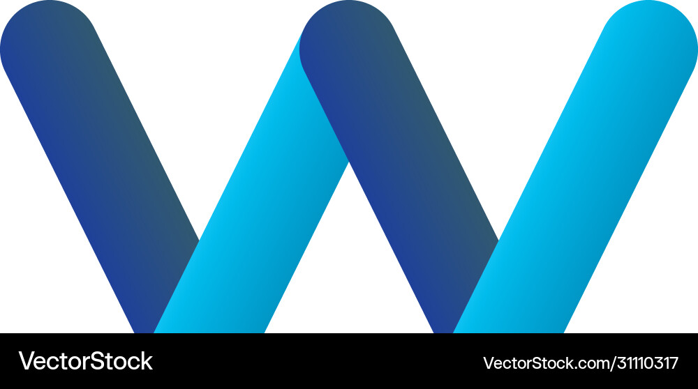 Abstract w shape gradient style icon design vector image