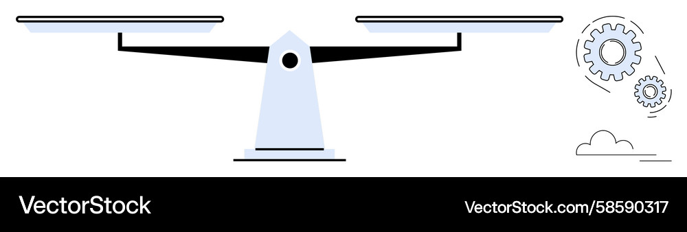 Balanced scale with gear mechanism representing Balanced scale with gear mechanism representing Vector Image