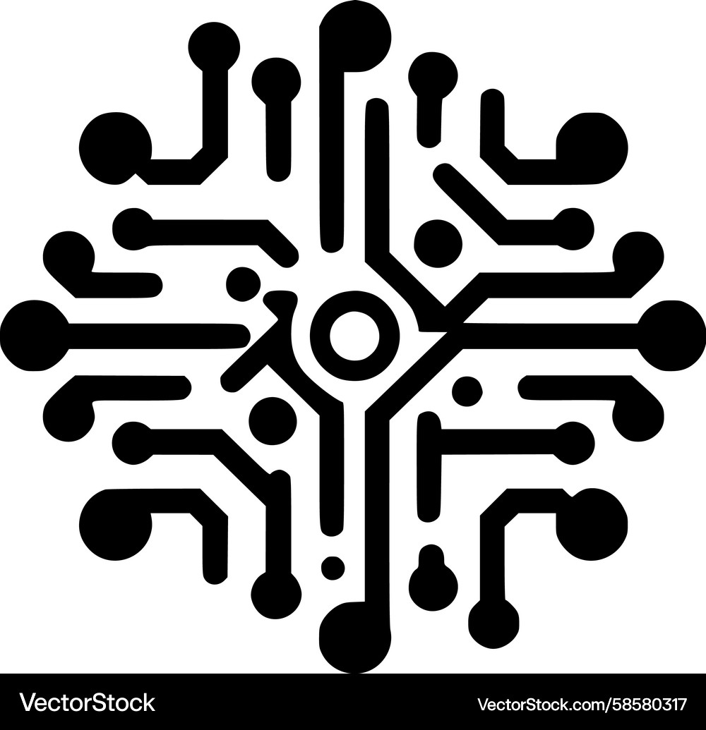Circuit Network Icon - Digital Connection Vector Image