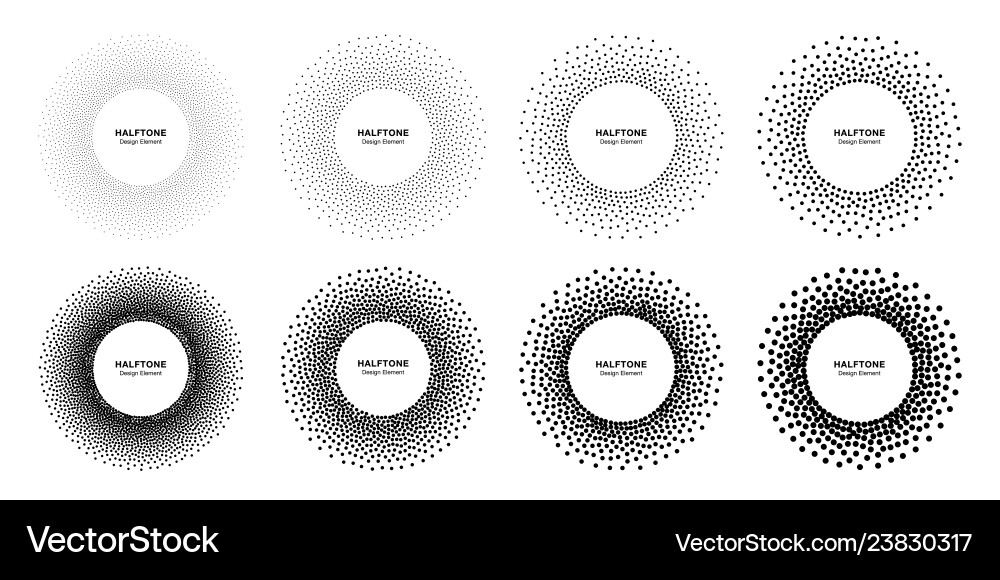 Circular Dotted Frame Set Vector Image