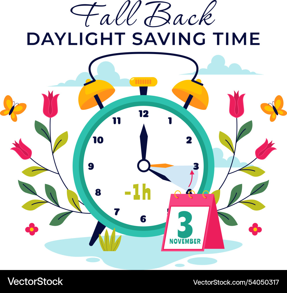 Daylight saving time with alarm clock Daylight saving time with alarm clock vector image