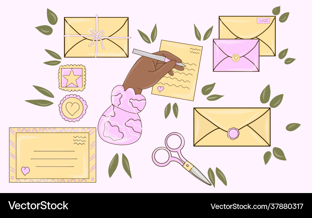 Different envelopes with mail Different envelopes with mail vector image
