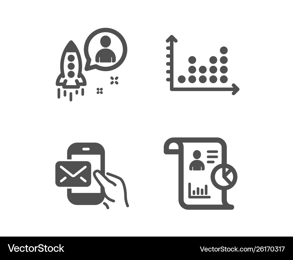 Dot plot messenger mail and startup icons report Dot plot messenger mail and startup icons report Vector Image