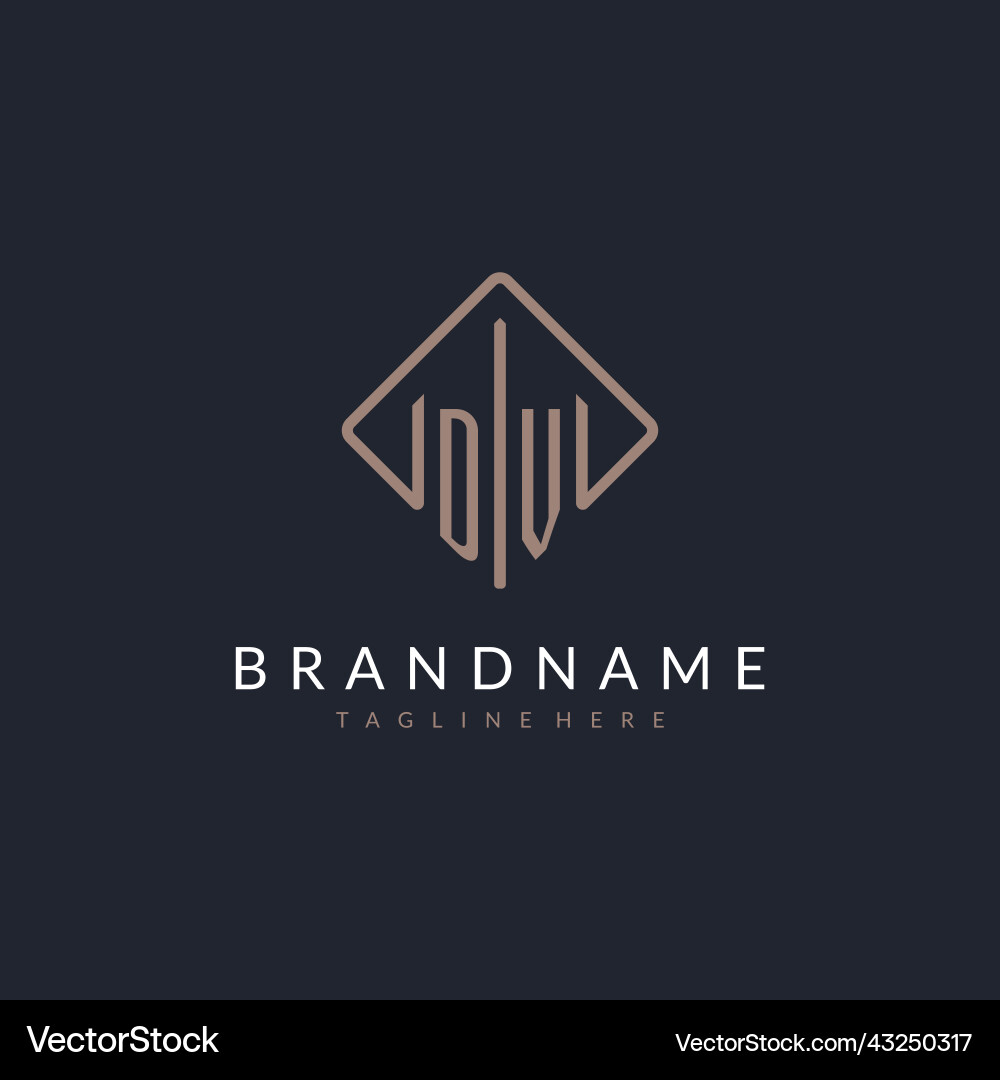 Dv initial logo with curved rectangle style design Dv initial logo with curved rectangle style design Vector Image