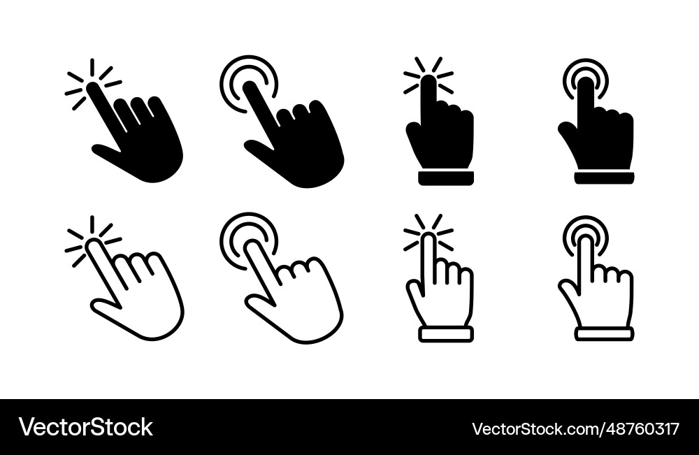 Hand click icon clicking finger pointer vector image