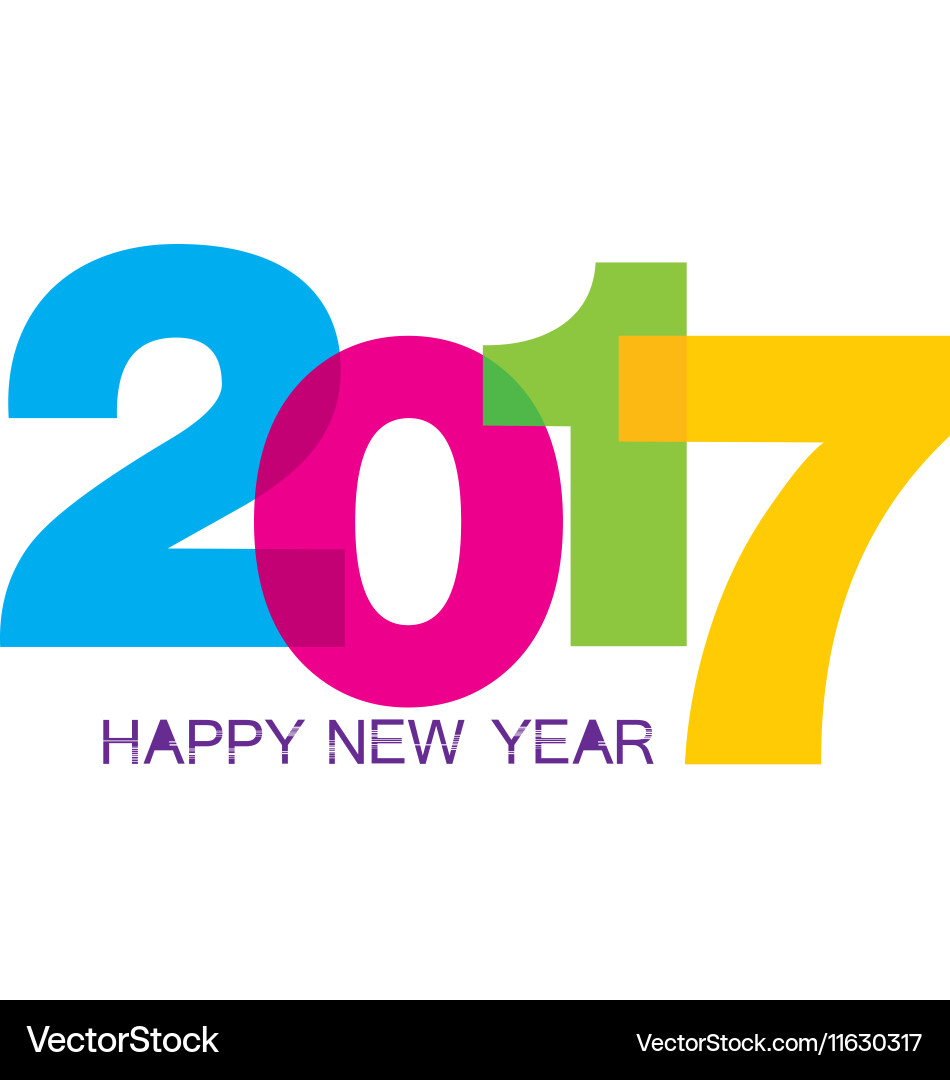 Happy new year with colorful numeric set isolated Vector Image