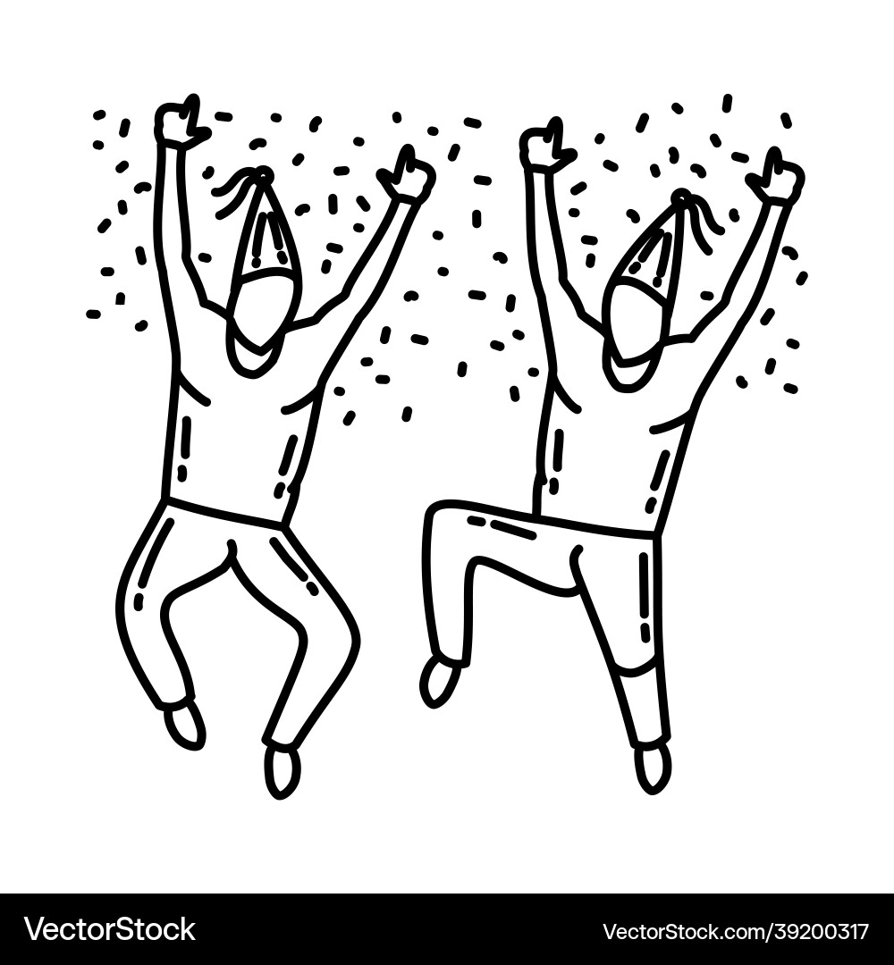 Jump party icon doodle hand drawn or outline Jump party icon doodle hand drawn or outline vector image