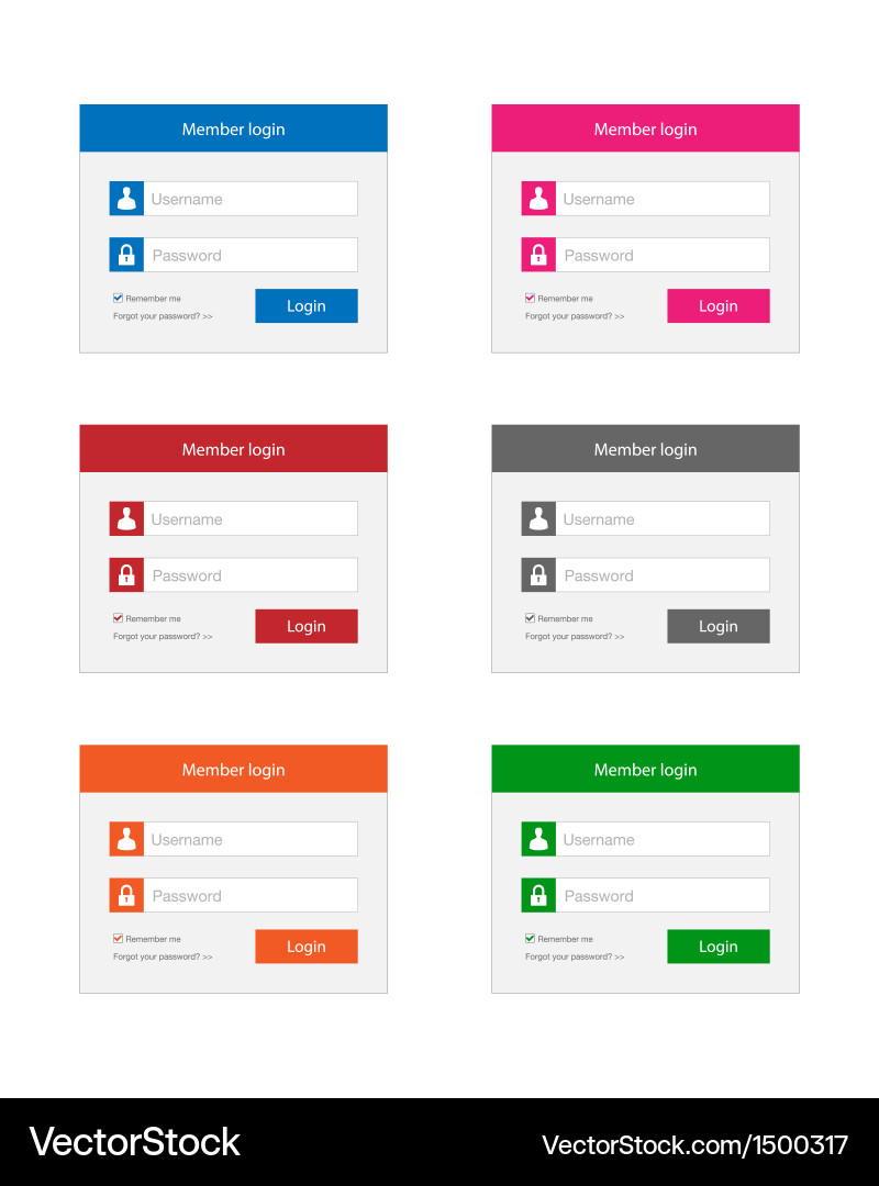 Login Form Collection Royalty Free Vector Image