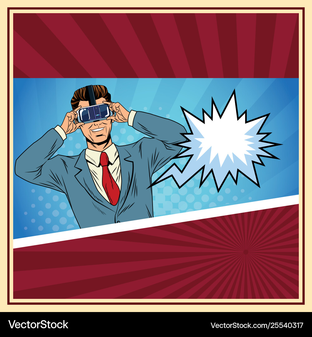 Man with virtual reality headset Man with virtual reality headset vector image