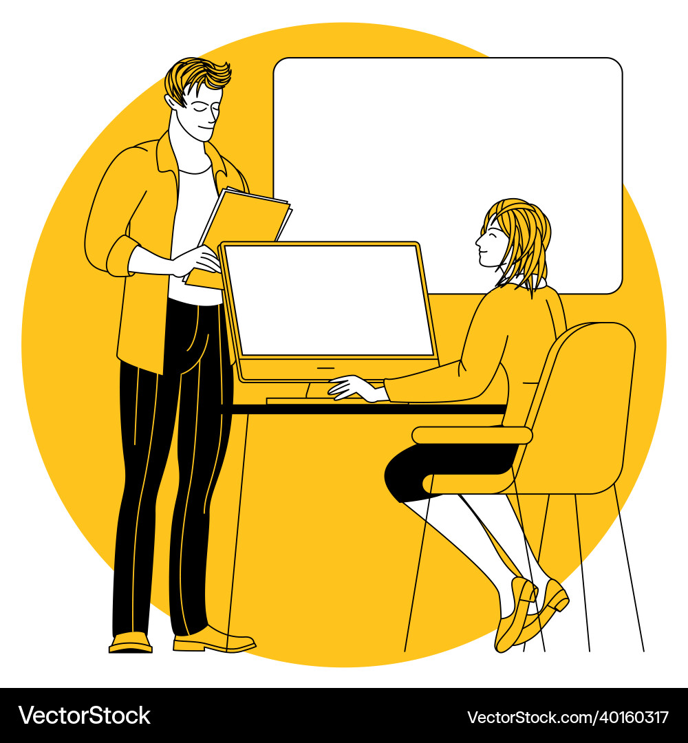 Managers are discussing business issues Managers are discussing business issues vector image