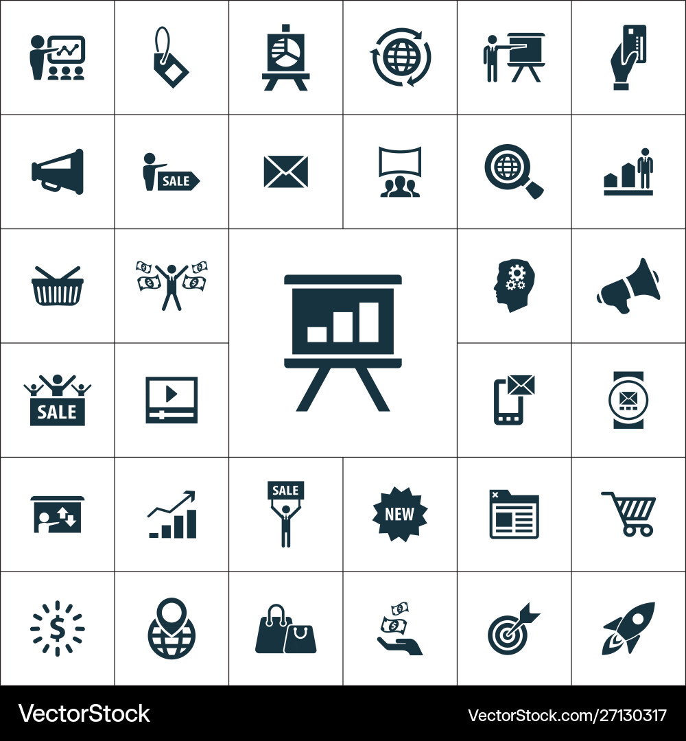 Marketing icons universal set for web and ui vector image