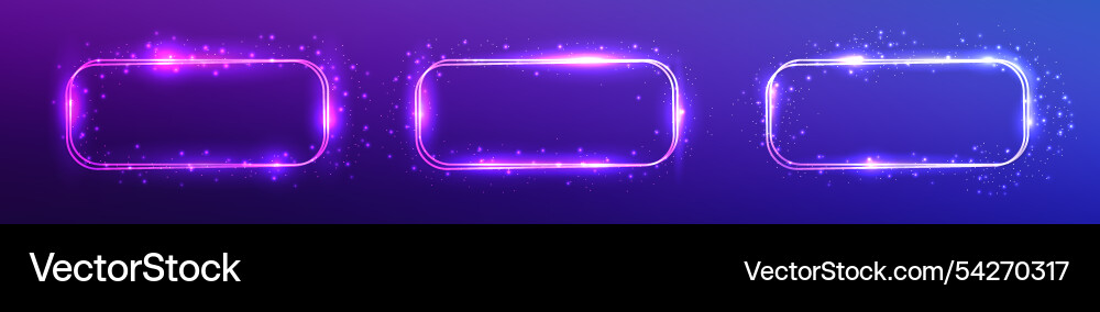 Neon double rounded rectangular frame Vector Image