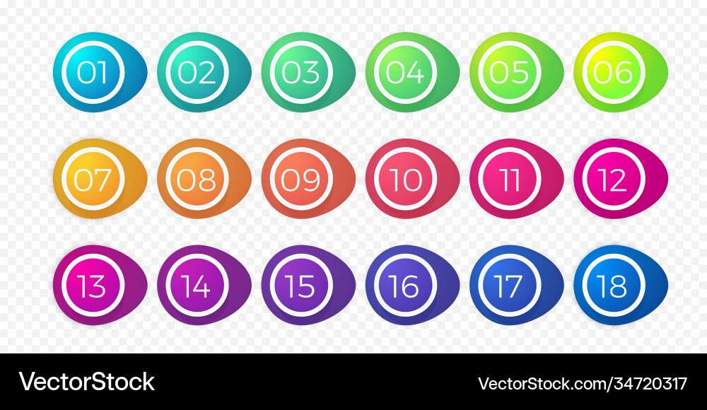 Number Bullet Points - Circle Buttons vector image