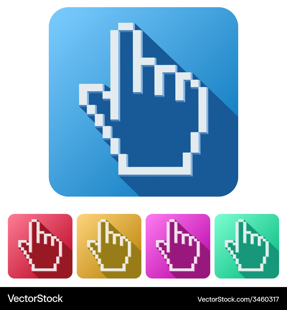 Pixel cursor flat icon click mouse hand vector image