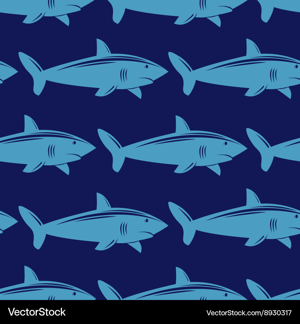 Seamless pattern with shark in water Vector Image