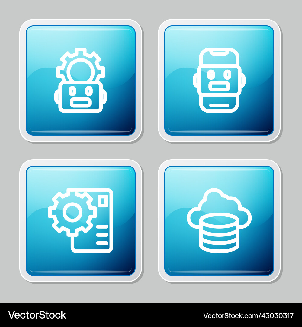Set line robot setting chat neural network Set line robot setting chat neural network vector image