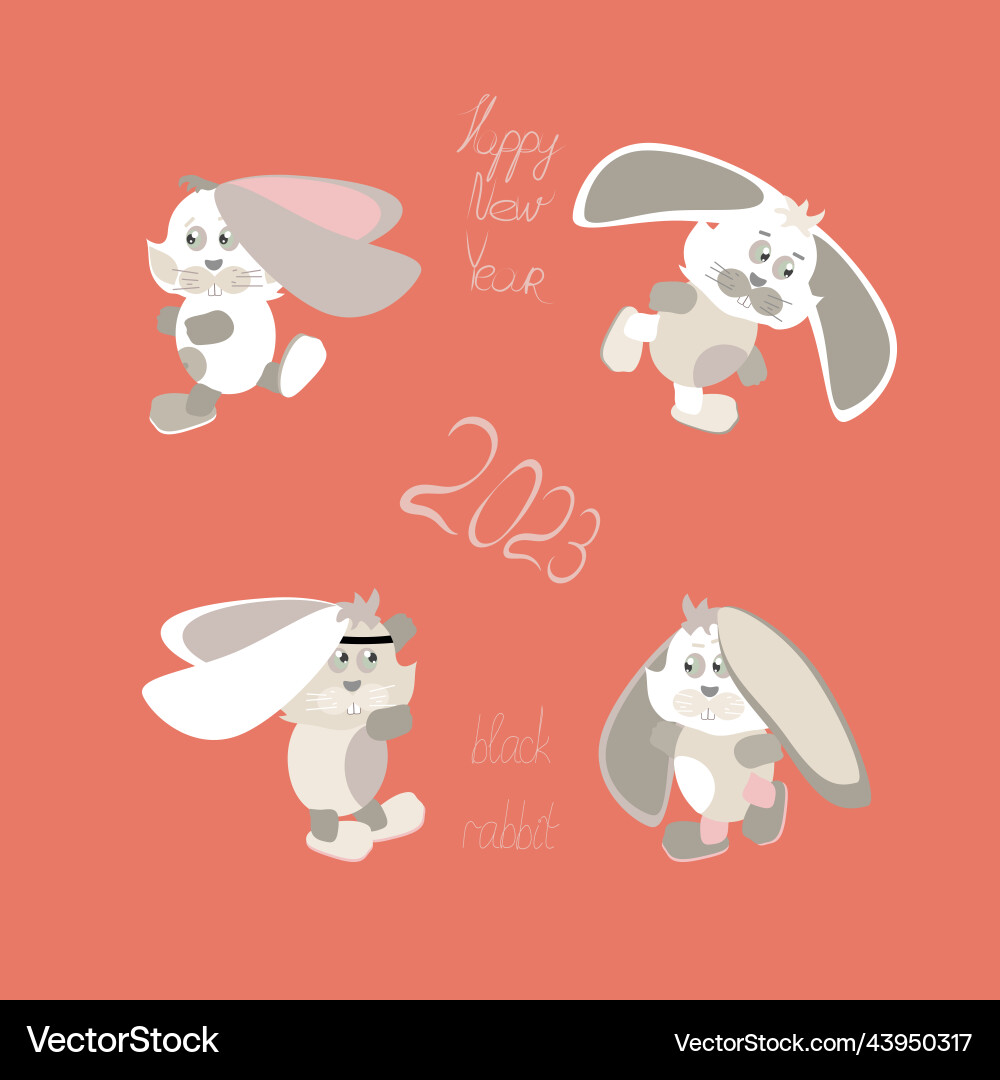 Set with 2023 characters in the form of a funny Set with 2023 characters in the form of a funny vector image