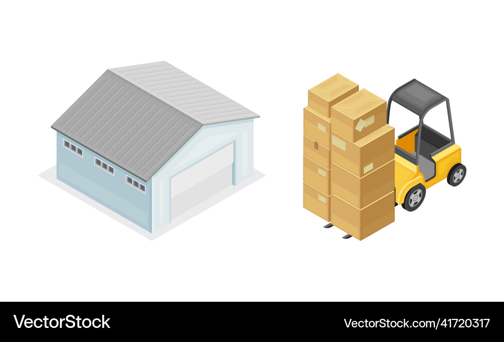 Warehouse objects set building Warehouse objects set building vector image