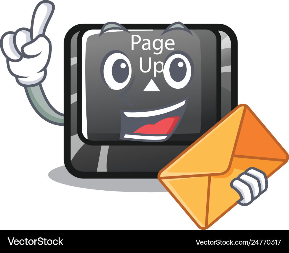 With envelope button page up isolated vector image