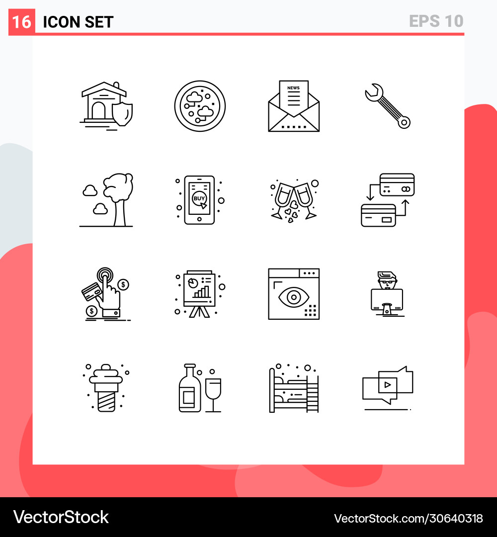 16 universal outlines set for web and mobile Vector Image
