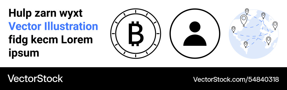 Bitcoin symbol user avatar and global map Bitcoin symbol user avatar and global map vector image