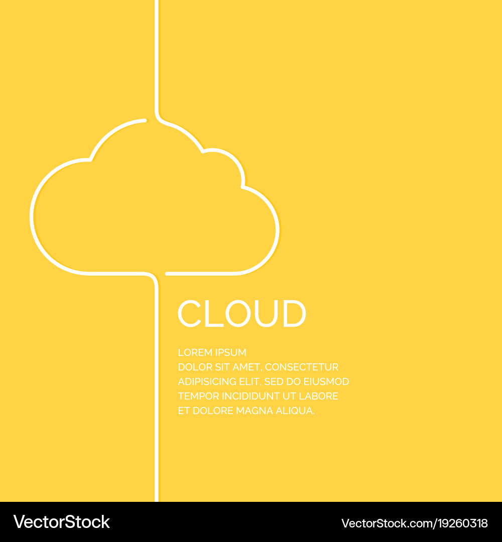 Cloud in a linear style on yellow vector image