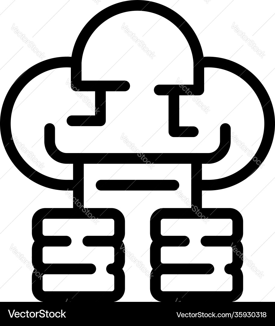 Database cloud icon outline style Database cloud icon outline style vector image