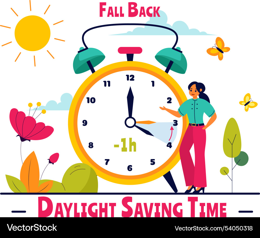 Daylight saving time with alarm clock Daylight saving time with alarm clock vector image