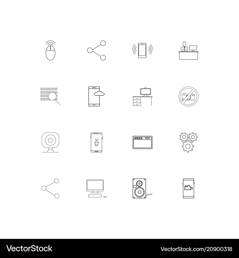 Devices linear thin icons set outlined simple Vector Image