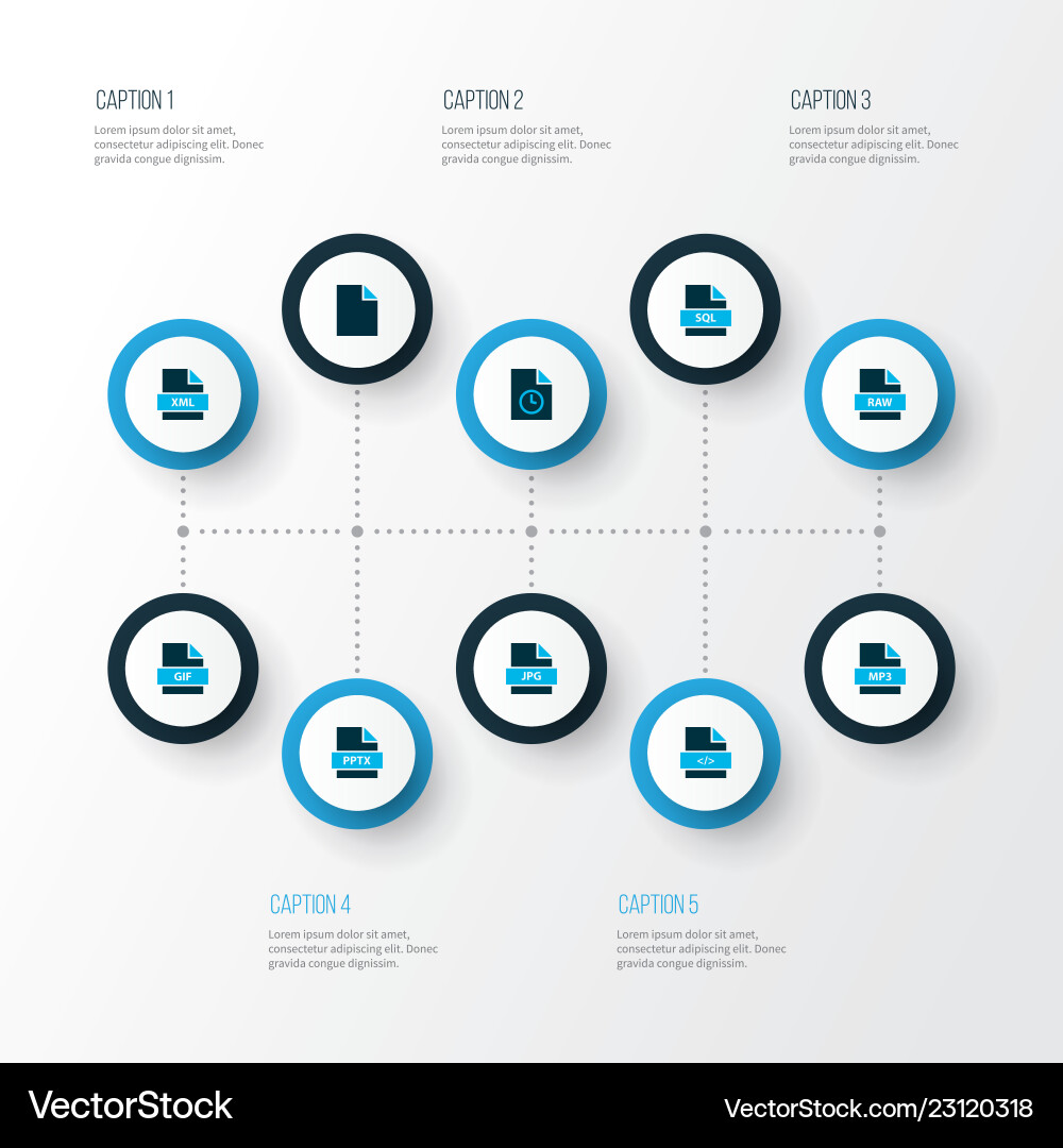 Document icons colored set with file code Document icons colored set with file code vector image