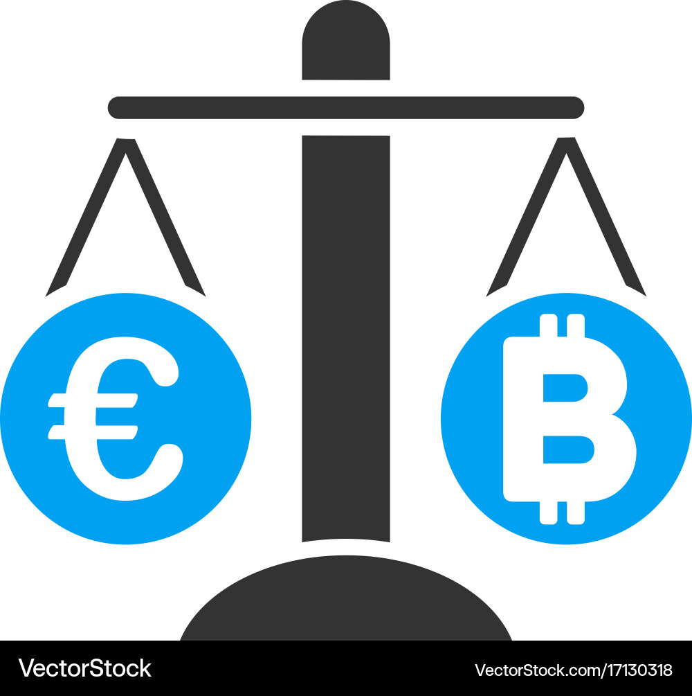Euro bitcoin balance weight flat icon – Royalty-Free Vector | VectorStock