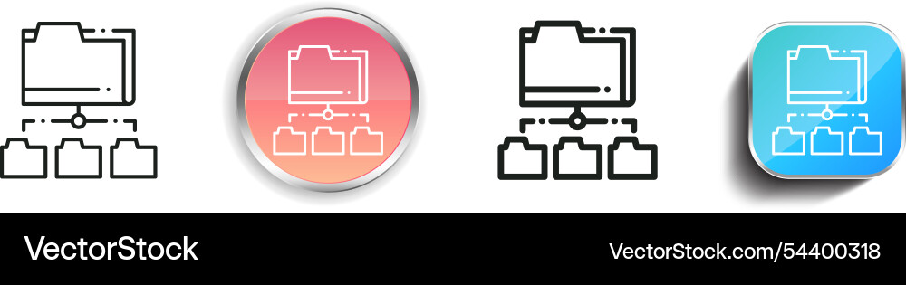 Folder icon thin linear regular and button style Vector Image