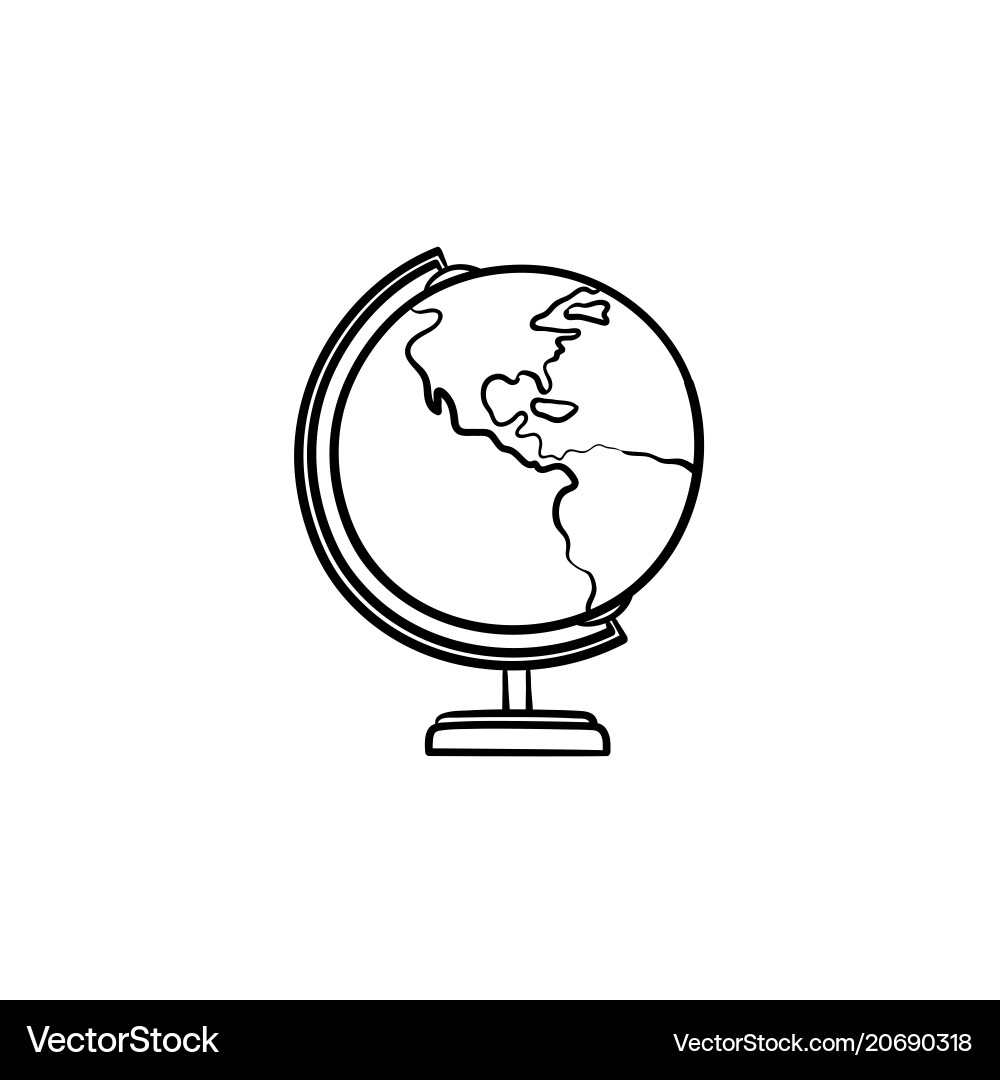 Hand-Drawn Globe Sketch Icon Vector Image