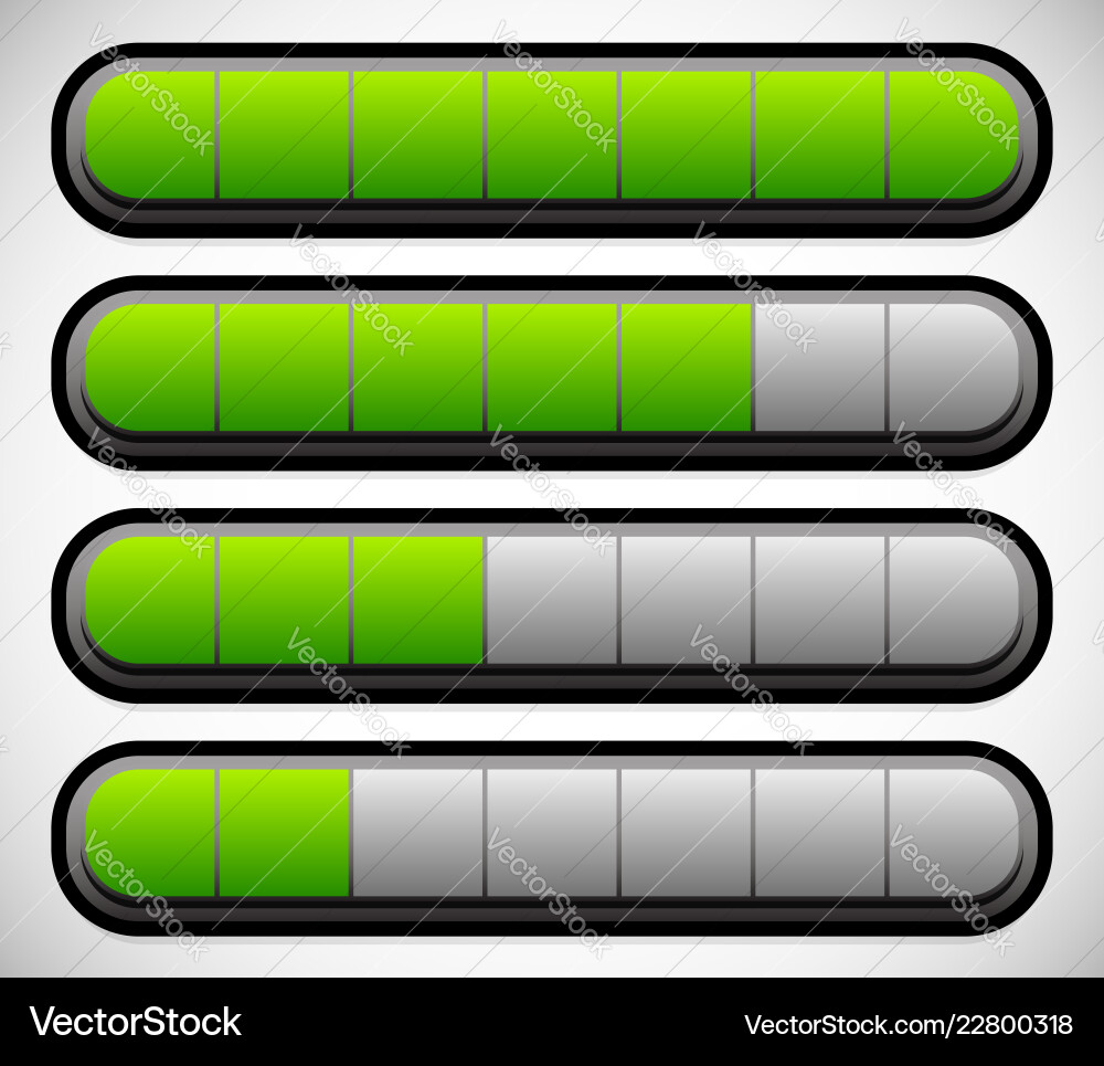 Horizontal progress loading bars meters level Horizontal progress loading bars meters level vector image