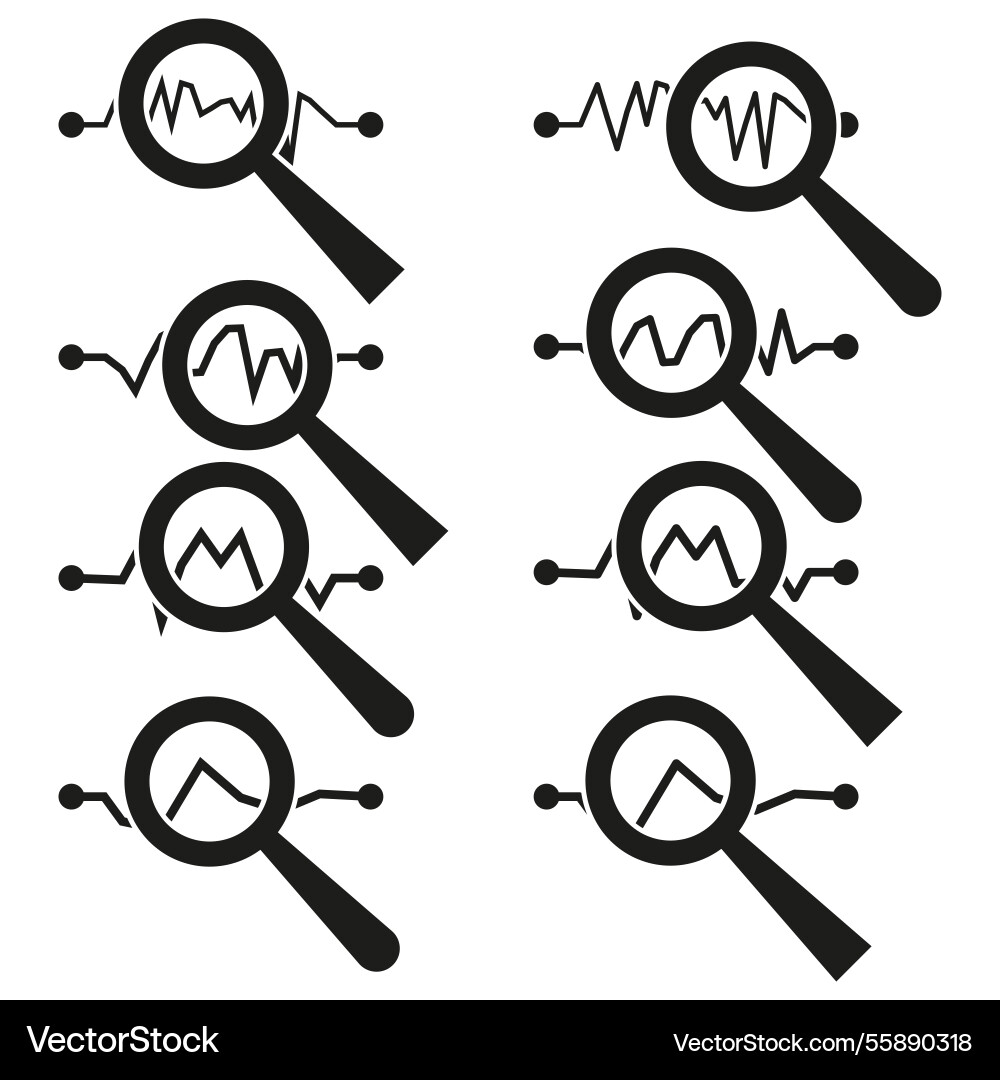 Magnifying glass graph data analysis icon Magnifying glass graph data analysis icon vector image