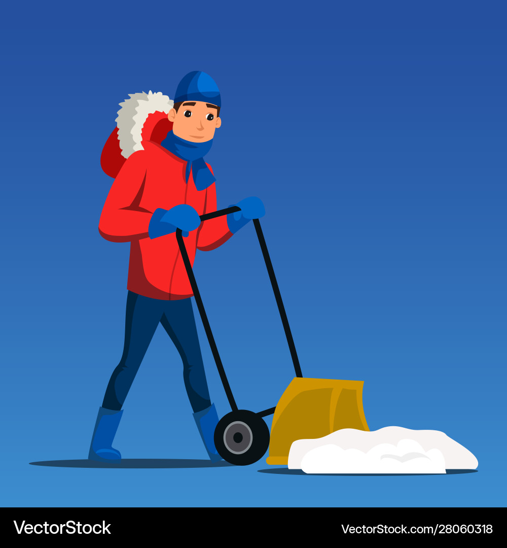 Man removing snow flat Vector Image