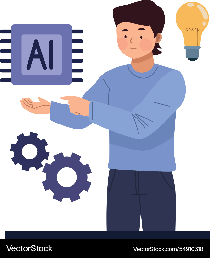 Man with artificial intelligence chip vector image