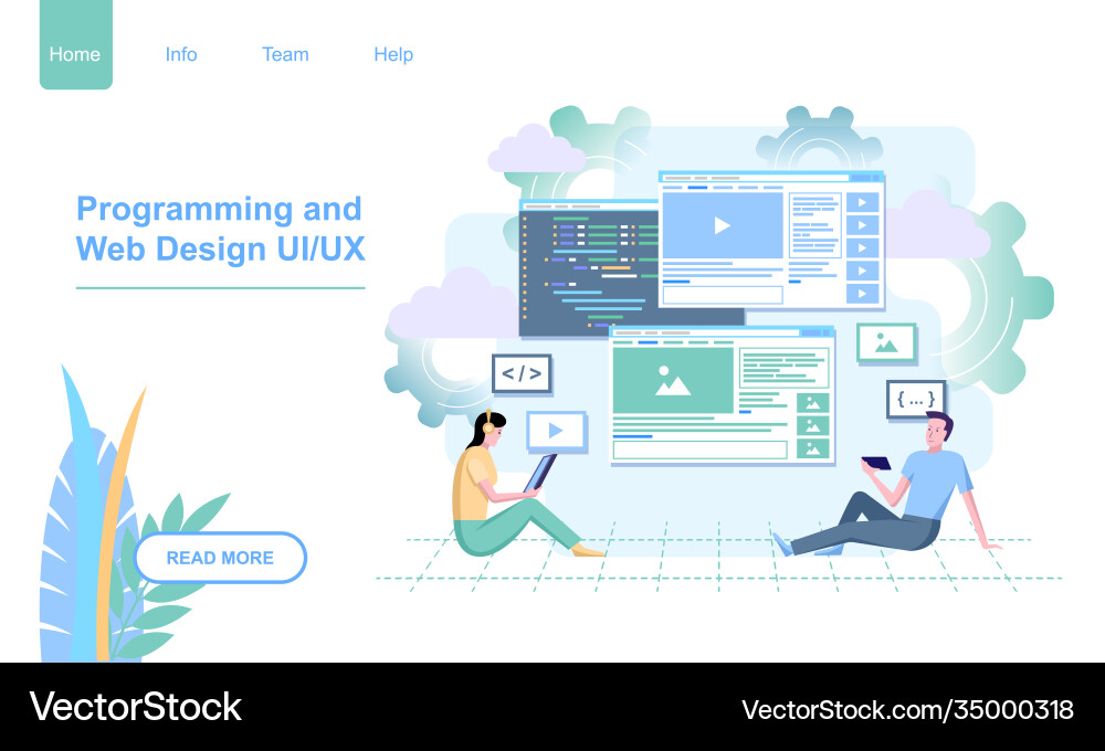 People web design ui ux landing page template flat vector image