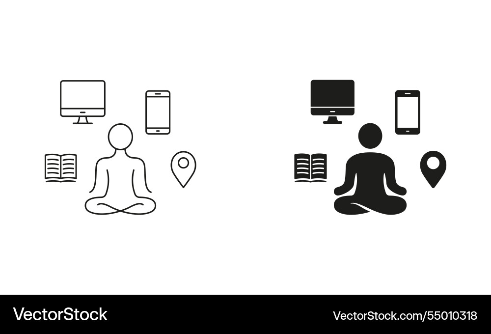 Person offline social media detoxification symbol Person offline social media detoxification symbol vector image