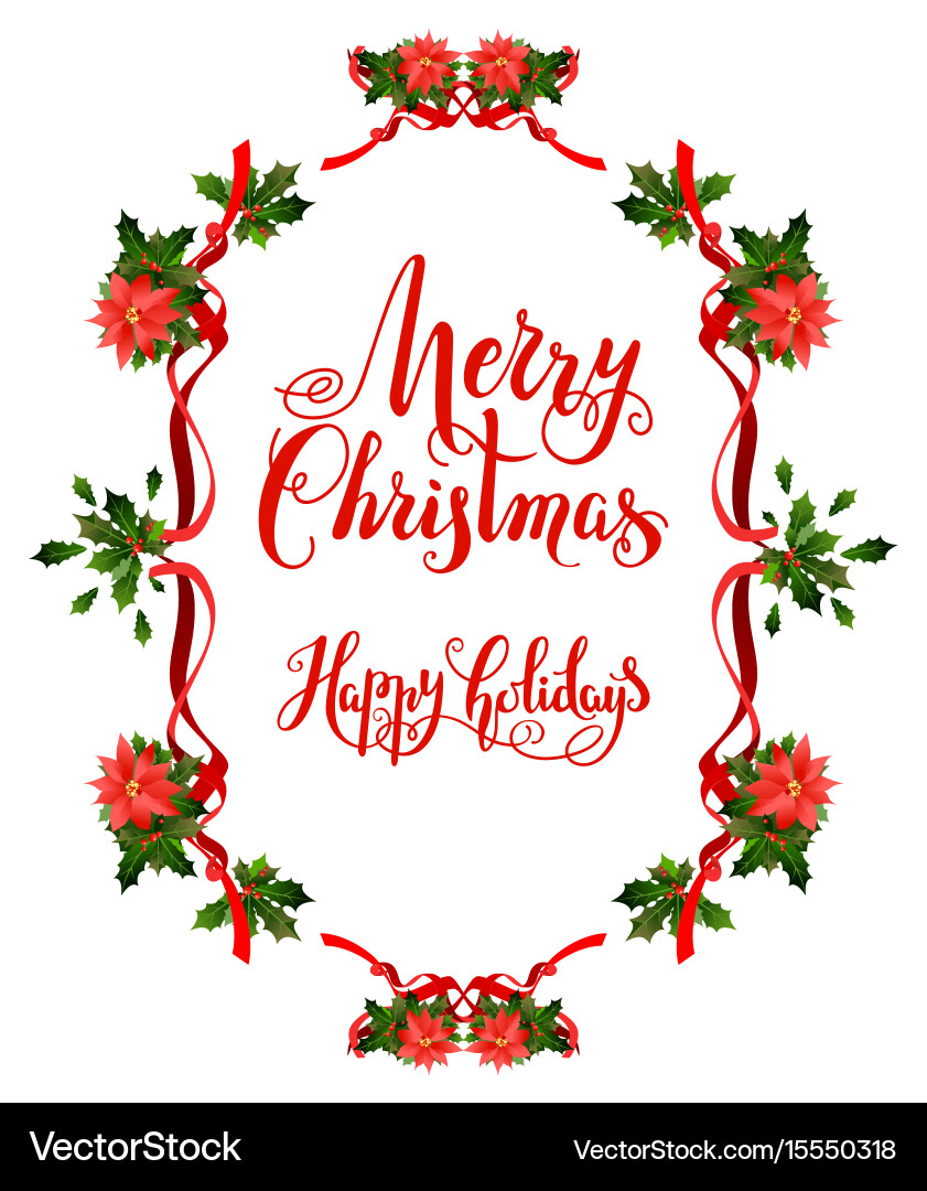 Poinsettia Holiday Frame Vector Image