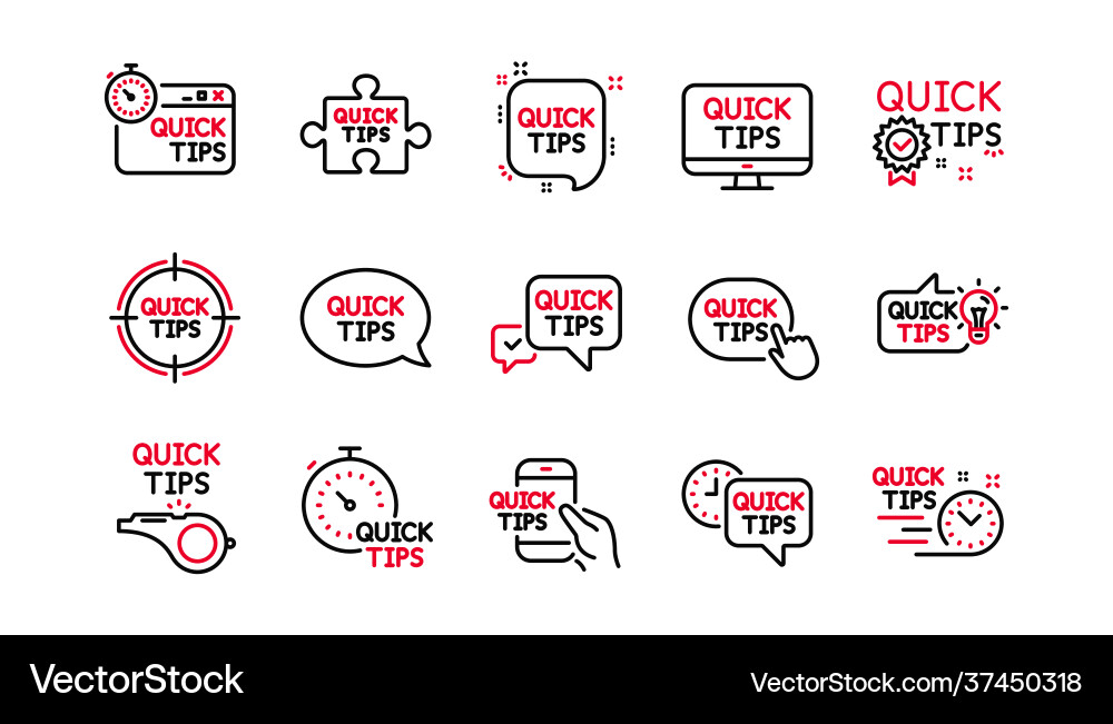 Quick tips line icons helpful tricks solution Vector Image