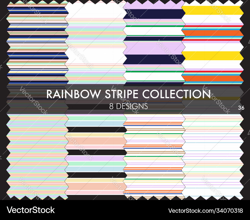 Rainbow stripe seamless pattern collection Rainbow stripe seamless pattern collection vector image