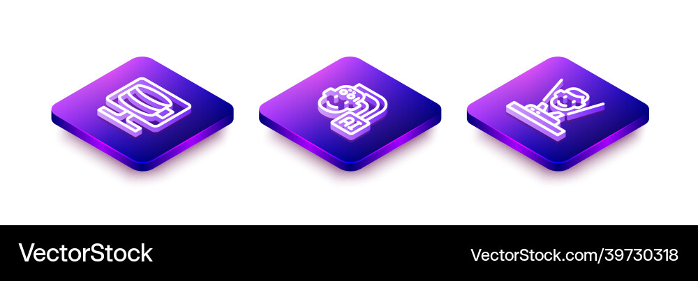 Set isometric line cloud database humanoid robot Set isometric line cloud database humanoid robot vector image