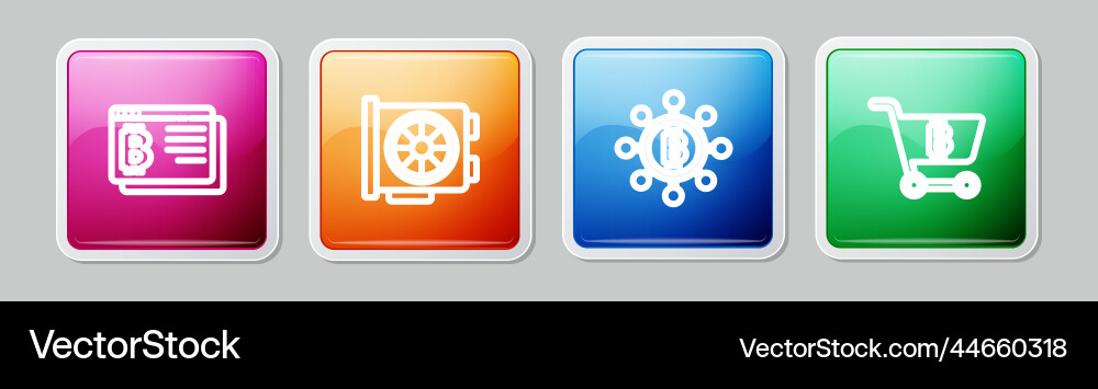 Set line bitcoin in browser video graphic card Set line bitcoin in browser video graphic card vector image