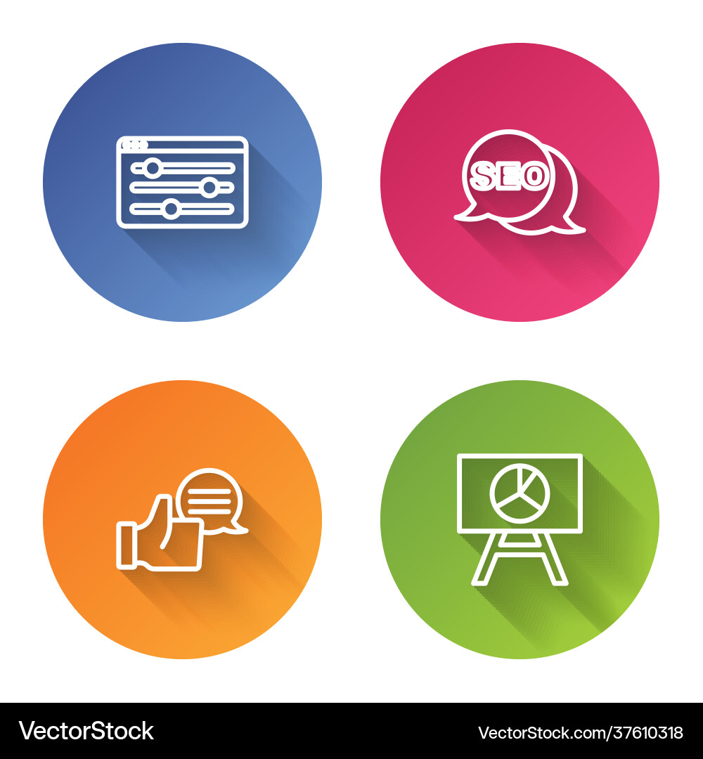 Set line browser setting seo optimization Set line browser setting seo optimization vector image
