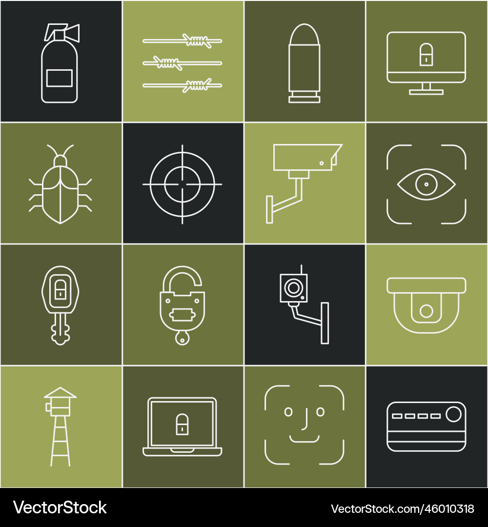 Set line credit card motion sensor eye scan Vector Image